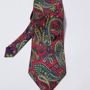 JoS A Bank Executive Men's Tie Red Green Paisley